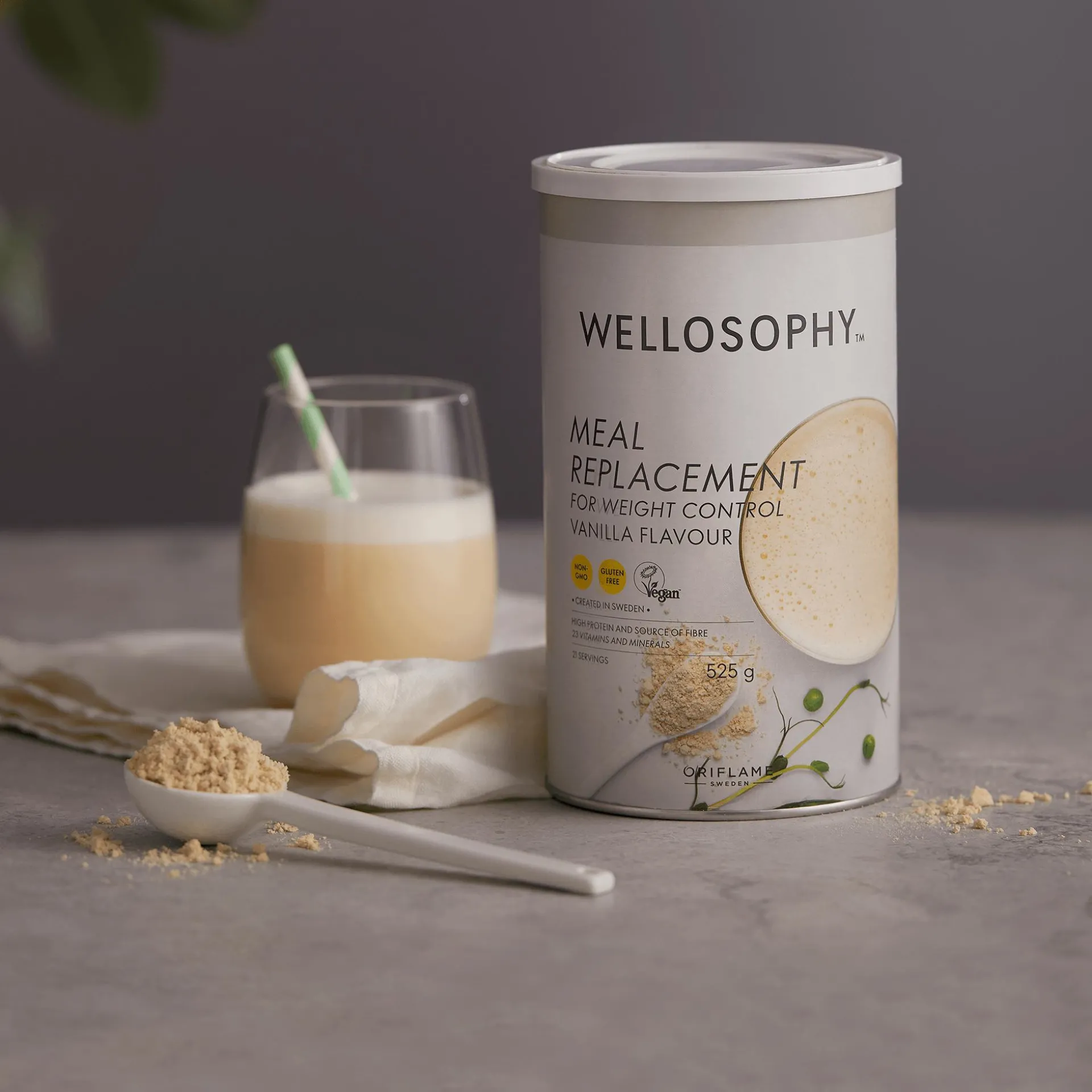 Batido Substituto de Refeição para Controlo de Peso Wellosophy - Baunilha 525 g.