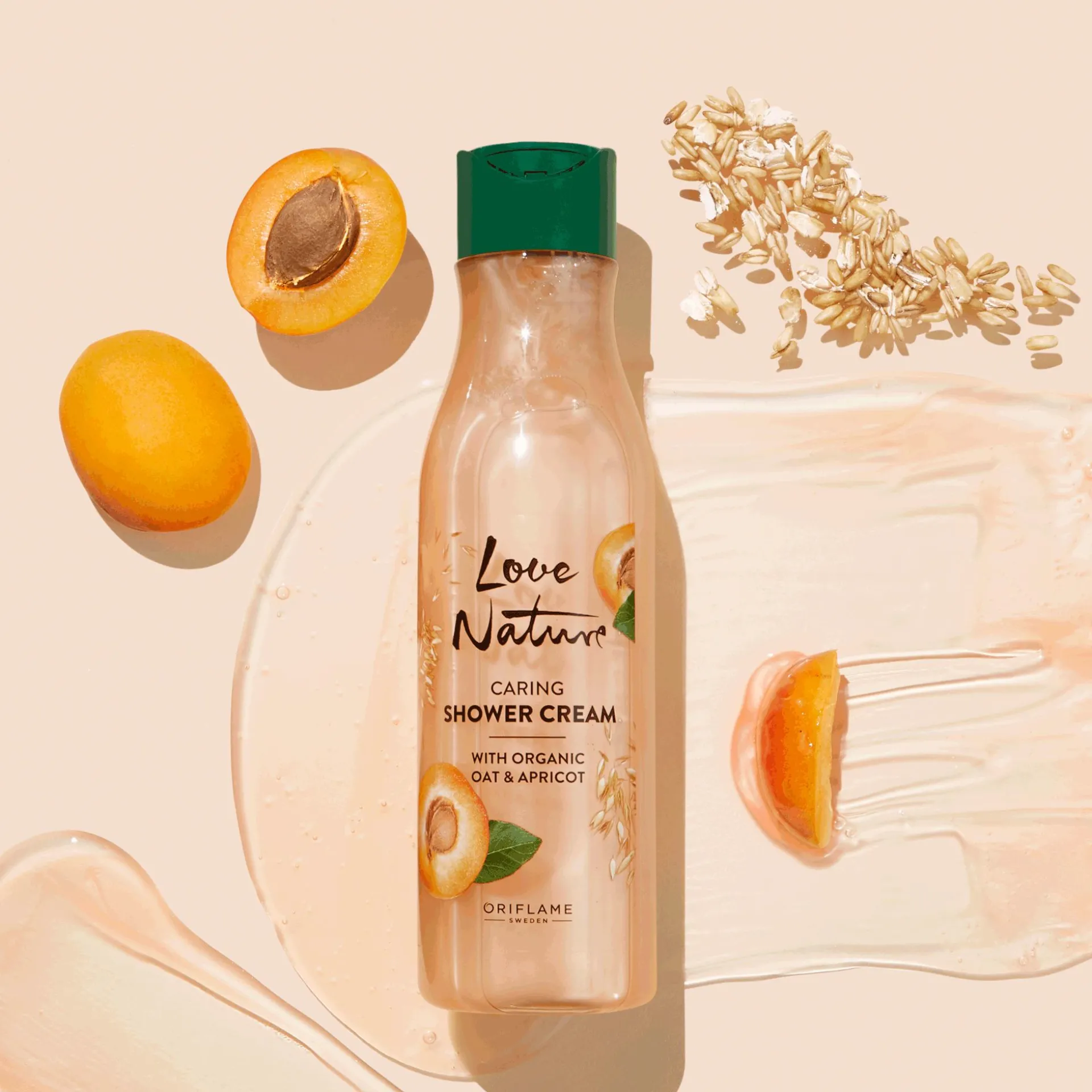 Creme de Banho em Espuma com Aveia e Alperce Biológicos Love Nature 250 ml.
