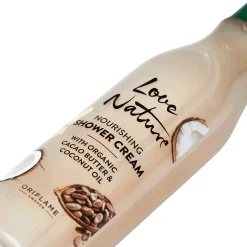 Creme de Banho Nutritivo com Manteiga de Cacau e Óleo de Coco Biológicos Love Nature 250 ml.