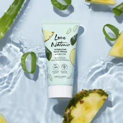 Creme de Rosto Hidratante com Aloé Vera e Ananás Biológicos Love Nature 50 ml.
