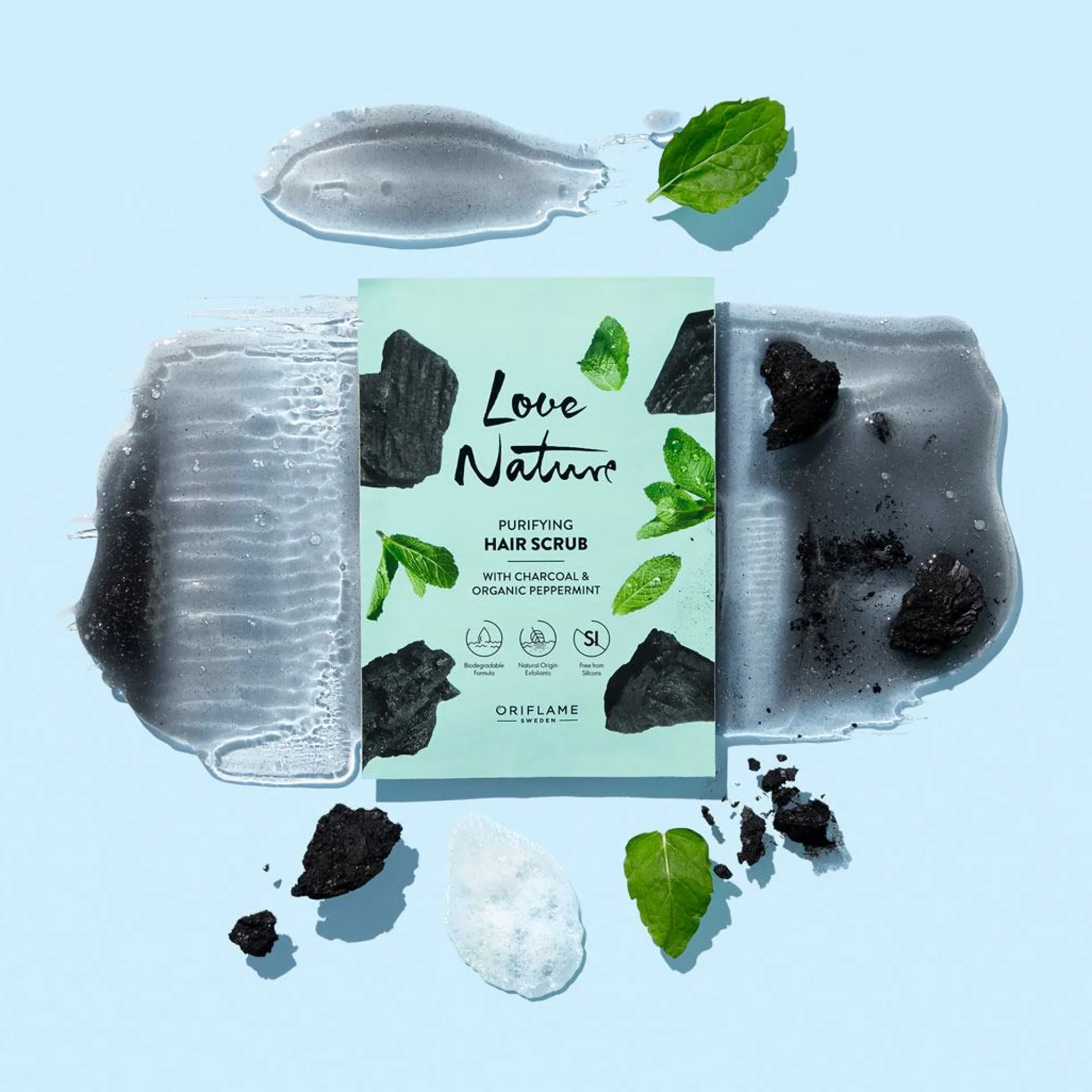 Esfoliante Capilar Purificante com Carvão Vegetal e Menta Biológicos Love Nature 20 ml.