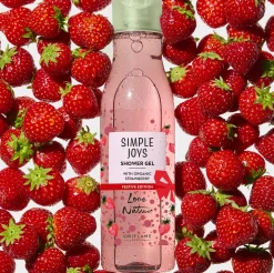 Gel de Banho com Morango Biológico Edição Natal Simple Joys Love Nature 250 ml.