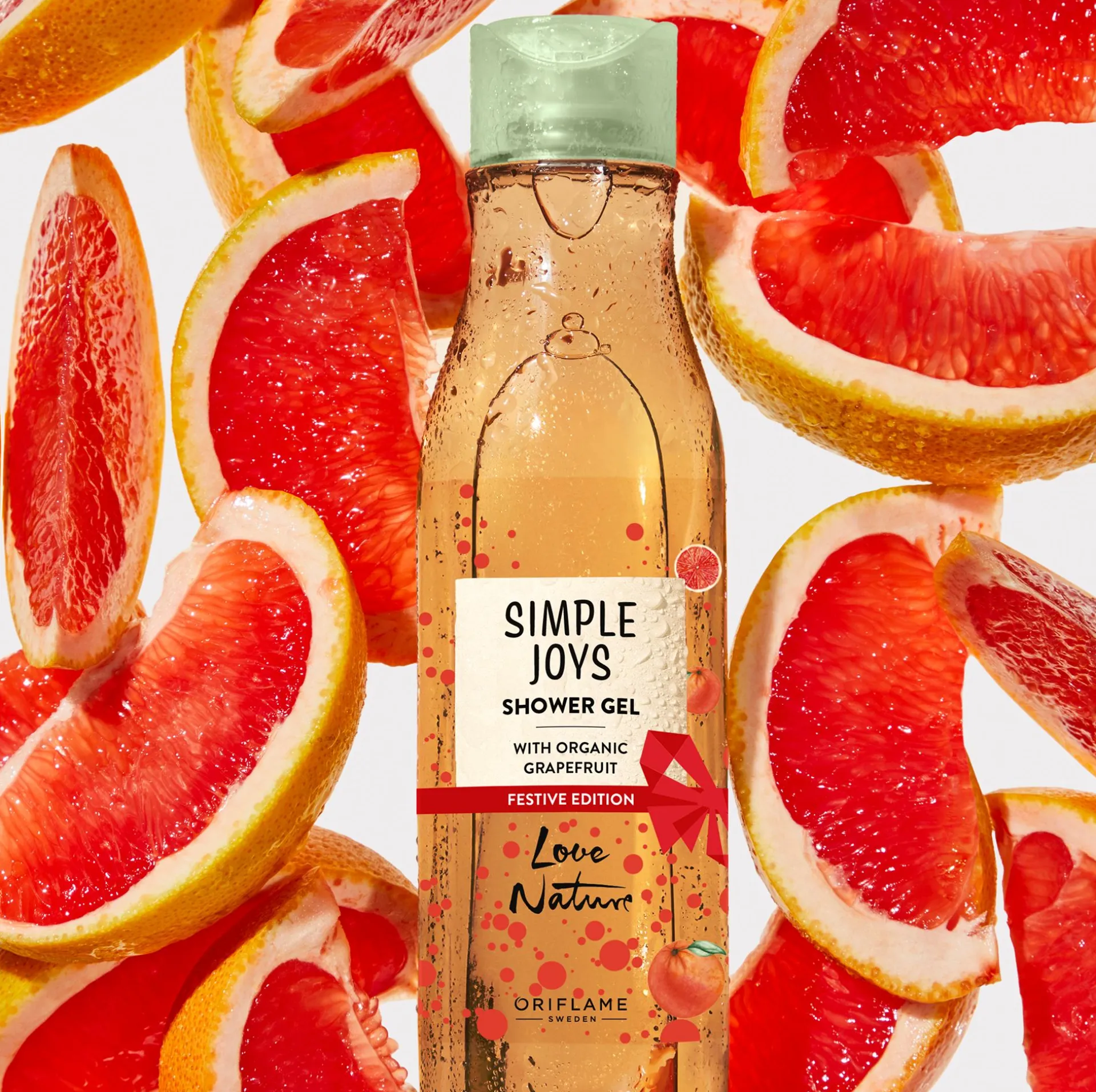 Gel de Banho com Toranja Biológica Edição Natal Simple Joys Love Nature 250 ml.