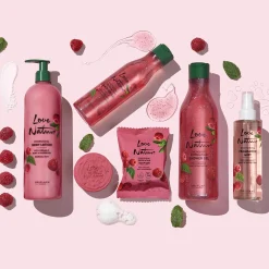 Gel de Duche Esfoliante e Energizante com Menta e Framboesa Biológicas Love Nature 500 ml.