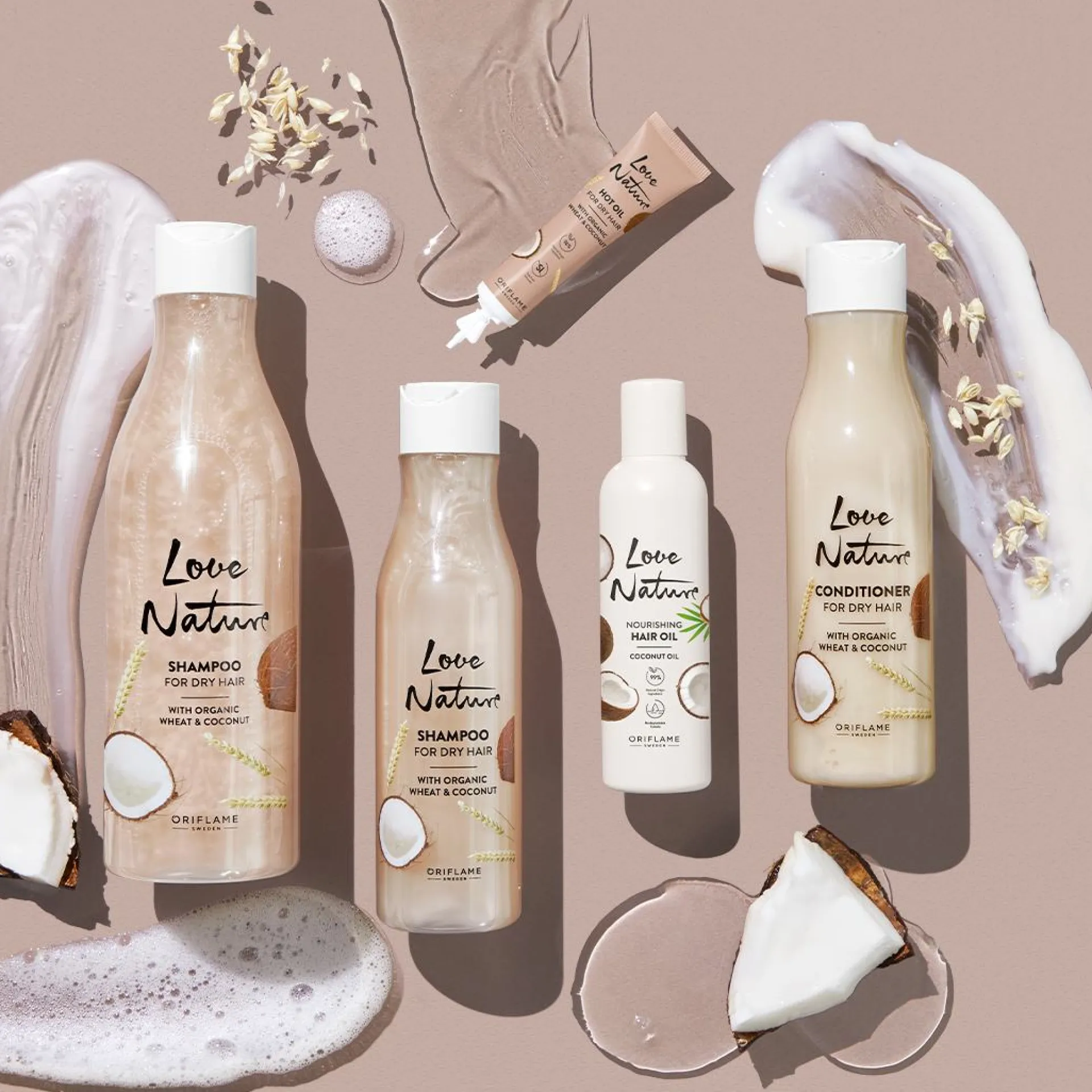Óleo Quente para Cabelo Seco com Trigo e Coco Biológicos Love Nature 15 ml.
