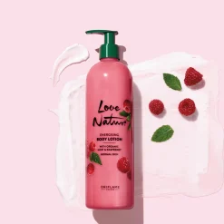 Loção Corporal Energizante com Menta e Framboesa Biológicas Love Nature 500 ml.