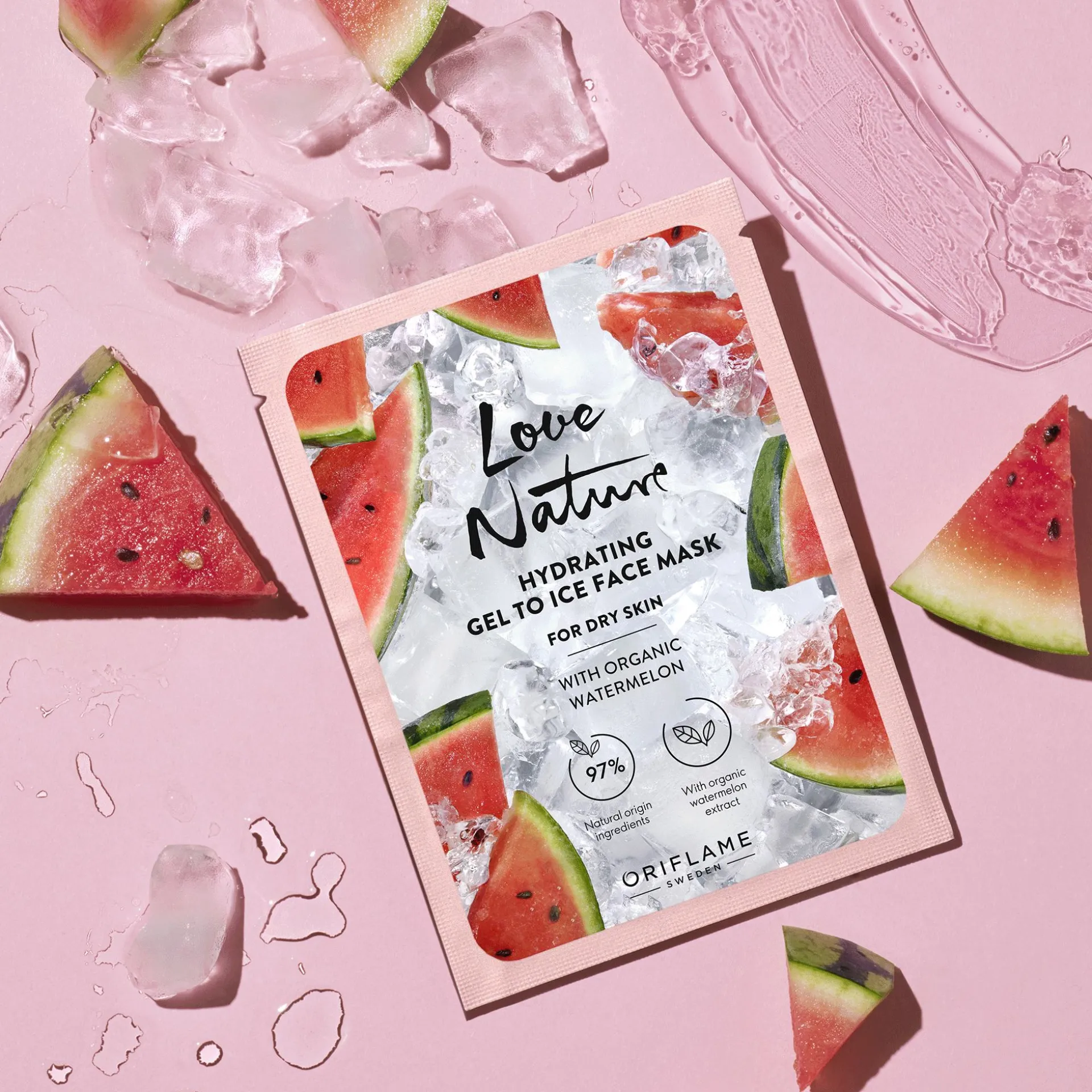 Máscara de Rosto Hidratante Gel to Ice com Melão Biológico Love Nature 10 ml.