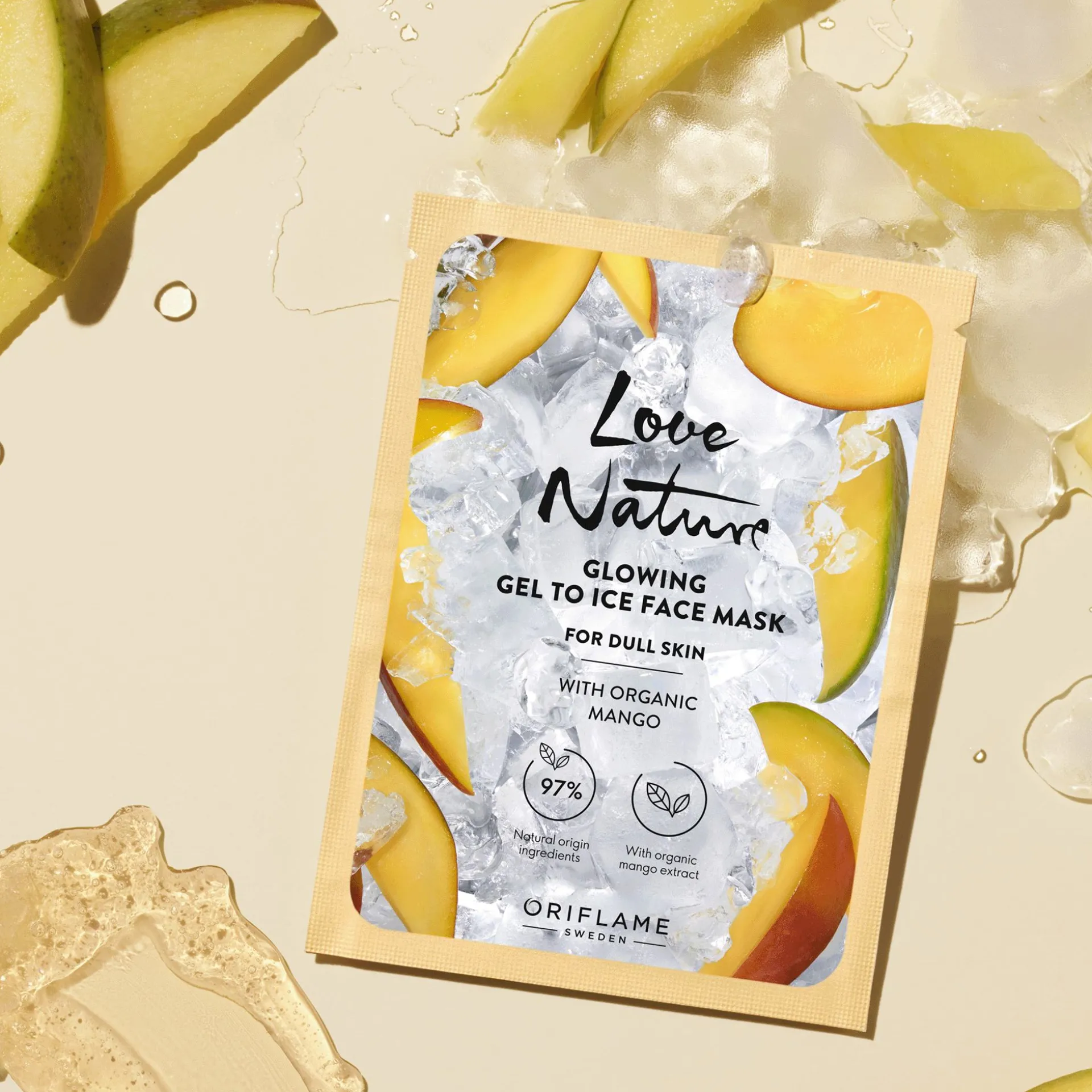 Máscara Facial Iluminadora Gel to Ice com Manga Biológica Love Nature 10 ml.