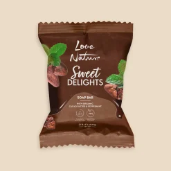 Sabonete com Manteiga de Cacau e Menta Biológicas Sweet Delights Love Nature 75 g.